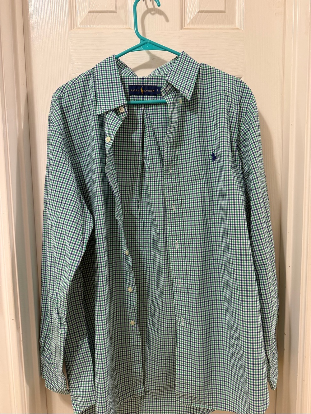 Ralph Lauren Blue & Green Micro-Check Button-Down Shirt